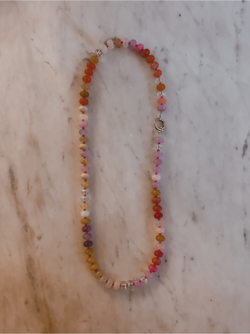 ✨Multi-Color Beaded Women's Necklace - Pink, Orange & Gold Tones